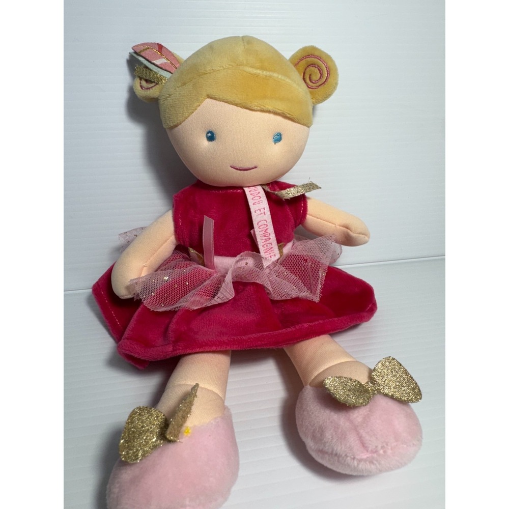 JoliJou Paris Les Tutus Blonde Ballerina Doll Pink Tutu Plush 11" Doudou